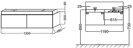Тумба под раковину Jacob Delafon Terrace 120 см EB1188-N23 Тумба под раковину Jacob Delafon Terrace 120 см EB1188-N23