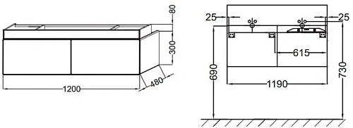 Тумба под раковину Jacob Delafon Terrace 120 см EB1188-N23 Тумба под раковину Jacob Delafon Terrace 120 см EB1188-N23