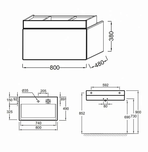 Тумба под раковину Jacob Delafon Terrace EB1186-N23 Коричневый Лак 80 см Тумба под раковину Jacob Delafon Terrace EB1186-N23 Коричневый Лак 80 см
