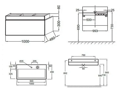 Тумба под раковину Jacob Delafon Terrace EB1187-G1C 100 см, белый лак Тумба под раковину Jacob Delafon Terrace EB1187-G1C 100 см, белый лак
