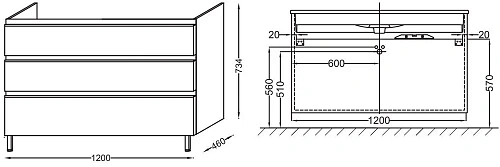 Тумба под раковину Jacob Delafon Vox 120 см EB2041-RA-E16 Тумба под раковину Jacob Delafon Vox 120 см EB2041-RA-E16