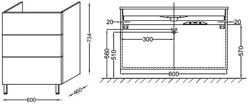 Тумба под раковину Jacob Delafon Vox 60 см EB2050-RA-E15 Тумба под раковину Jacob Delafon Vox 60 см EB2050-RA-E15