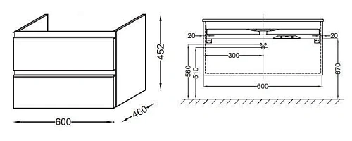Тумба под раковину Jacob Delafon Vox 60 см EB2080-R1-442 Тумба под раковину Jacob Delafon Vox 60 см EB2080-R1-442