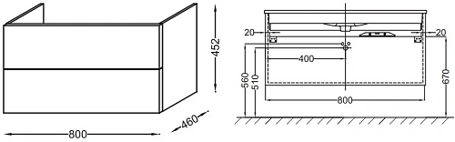 Тумба под раковину Jacob Delafon Vox 80 см EB2078-R2-G80 Тумба под раковину Jacob Delafon Vox 80 см EB2078-R2-G80
