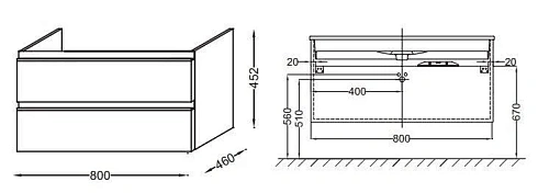 Тумба под раковину Jacob Delafon Vox EB2028-RA-442 Серый Антрацит Лак 80 см Тумба под раковину Jacob Delafon Vox EB2028-RA-442 Серый Антрацит Лак 80 см