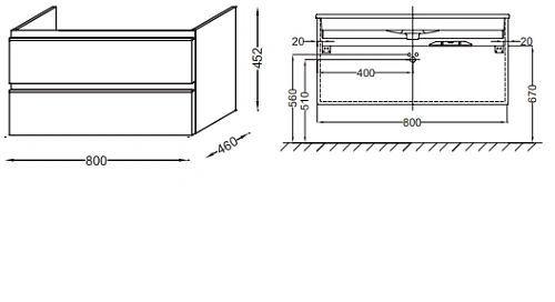Тумба под раковину Jacob Delafon Vox EB2028-RA-E10 квебекский дуб 80 см Тумба под раковину Jacob Delafon Vox EB2028-RA-E10 квебекский дуб 80 см
