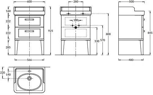 Тумба под раковину Kerama Marazzi Pompei PO.N.60.2\BLK Тумба под раковину Kerama Marazzi Pompei PO.N.60.2\BLK