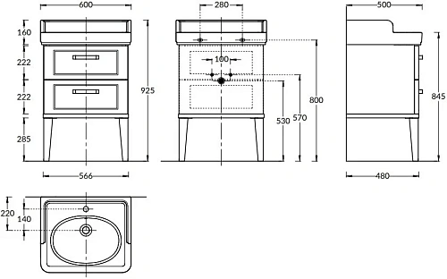 Тумба под раковину Kerama Marazzi Pompei PO.N.60.2\CAM Тумба под раковину Kerama Marazzi Pompei PO.N.60.2\CAM