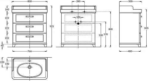 Тумба под раковину Kerama Marazzi Pompei PO.N.80.3\WHT Тумба под раковину Kerama Marazzi Pompei PO.N.80.3\WHT