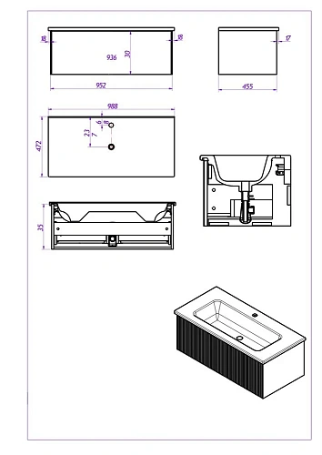 Тумба под раковину LA FENICE TERRA Blu Grigio синяя 100 FNC-01-TER-BG-100 Тумба под раковину LA FENICE TERRA Blu Grigio синяя 100 FNC-01-TER-BG-100