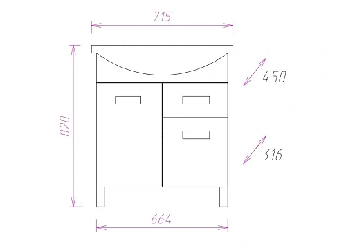 Тумба под раковину Onika БАЛТИКА 70.12 107025 Тумба под раковину Onika БАЛТИКА 70.12 107025