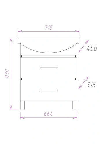Тумба под раковину Onika ДЕЛЬТА 70.13 107032 Тумба под раковину Onika ДЕЛЬТА 70.13 107032