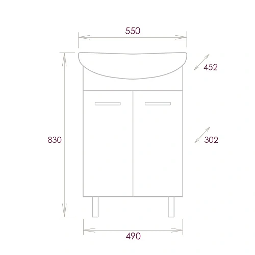 Тумба под раковину Onika КОРАЛЛ 55.10 105523 Тумба под раковину Onika КОРАЛЛ 55.10 105523