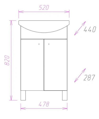 Тумба под раковину Onika КРИТ 52.10 105203 Тумба под раковину Onika КРИТ 52.10 105203