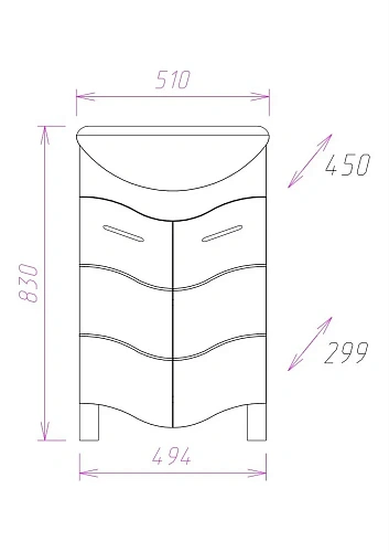 Тумба под раковину Onika ЛАЙН 50.11 105007 Тумба под раковину Onika ЛАЙН 50.11 105007