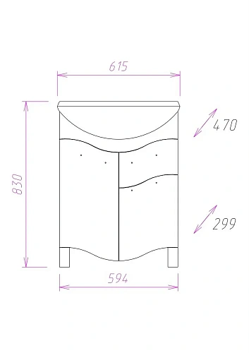 Тумба под раковину Onika ЛАЙН 60.12 106044 Тумба под раковину Onika ЛАЙН 60.12 106044