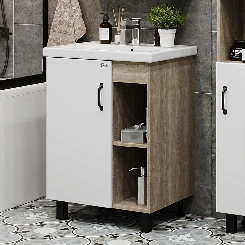 Тумба под раковину Onika ТИМБЕР 60.01 белый мат./дуб сонома ver.COMO 106140 Тумба под раковину Onika ТИМБЕР 60.01 белый мат./дуб сонома ver.COMO 106140