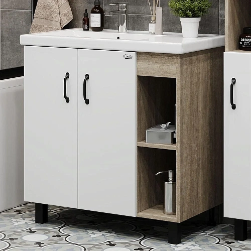 Тумба под раковину Onika ТИМБЕР 70.10 белый мат./дуб сонома 107056 Тумба под раковину Onika ТИМБЕР 70.10 белый мат./дуб сонома 107056