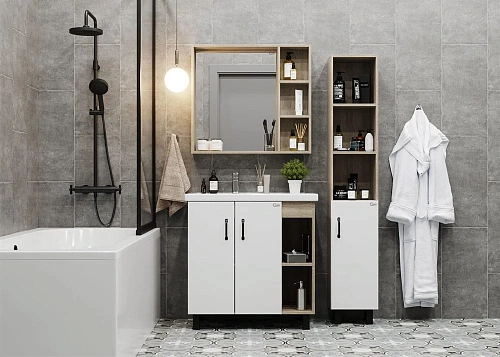 Тумба под раковину Onika ТИМБЕР 70.10 белый мат./дуб сонома 107056 Тумба под раковину Onika ТИМБЕР 70.10 белый мат./дуб сонома 107056