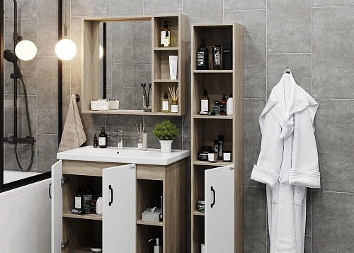 Тумба под раковину Onika ТИМБЕР 70.10 белый мат./дуб сонома 107056 Тумба под раковину Onika ТИМБЕР 70.10 белый мат./дуб сонома 107056