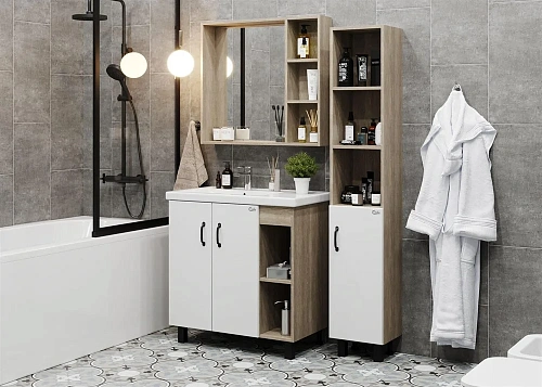 Тумба под раковину Onika ТИМБЕР 80.10 белый мат./дуб сонома 108045 Тумба под раковину Onika ТИМБЕР 80.10 белый мат./дуб сонома 108045