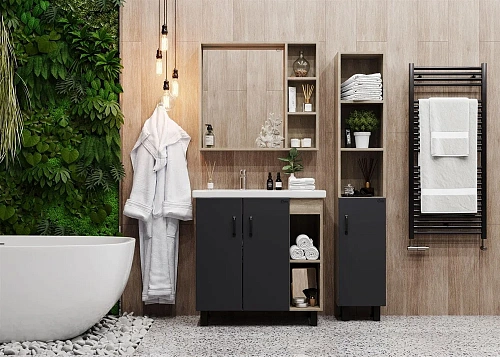 Тумба под раковину Onika ТИМБЕР 80.10 серый мат./дуб сонома 108046 Тумба под раковину Onika ТИМБЕР 80.10 серый мат./дуб сонома 108046