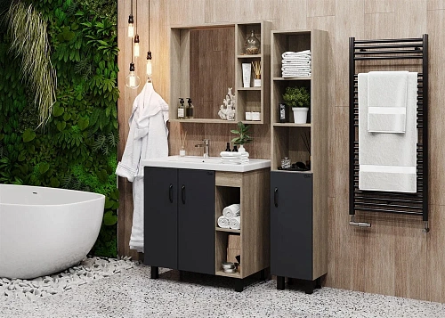 Тумба под раковину Onika ТИМБЕР 80.10 серый мат./дуб сонома 108046 Тумба под раковину Onika ТИМБЕР 80.10 серый мат./дуб сонома 108046