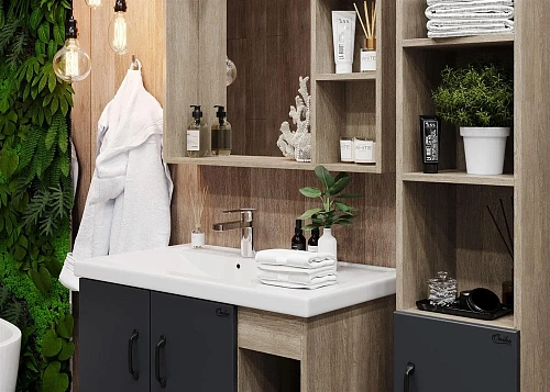 Тумба под раковину Onika ТИМБЕР 80.10 серый мат./дуб сонома 108046 Тумба под раковину Onika ТИМБЕР 80.10 серый мат./дуб сонома 108046