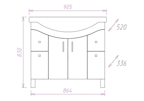 Тумба под раковину Onika ЭЛЬБРУС 90.13 109016 Тумба под раковину Onika ЭЛЬБРУС 90.13 109016