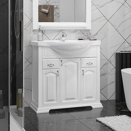 Тумба под раковину Opadiris Риспекто 85, белый матовый (под раковину Santek Сенеж 87) 00-00006704 Тумба под раковину Opadiris Риспекто 85, белый матовый (под раковину Santek Сенеж 87) 00-00006704