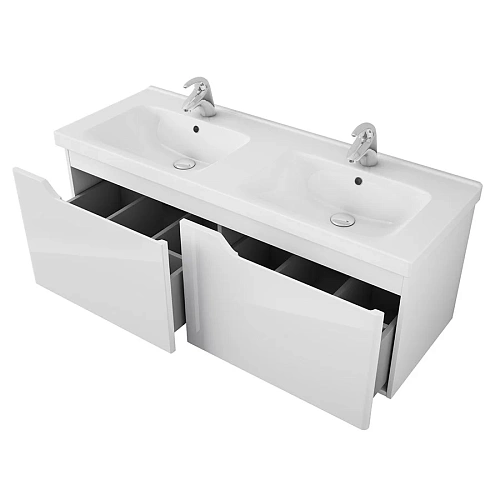 Тумба под раковину OWL 1975 Hella 120, 2 чаши, белый лак OW24.07.00 Тумба под раковину OWL 1975 Hella 120, 2 чаши, белый лак OW24.07.00