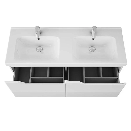 Тумба под раковину OWL 1975 Hella 120, 2 чаши, белый лак OW24.07.00 Тумба под раковину OWL 1975 Hella 120, 2 чаши, белый лак OW24.07.00