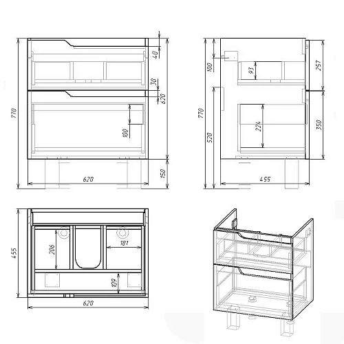 Тумба под раковину OWL 1975 Hella stor 65, белый лак OW24.11.00 Тумба под раковину OWL 1975 Hella stor 65, белый лак OW24.11.00