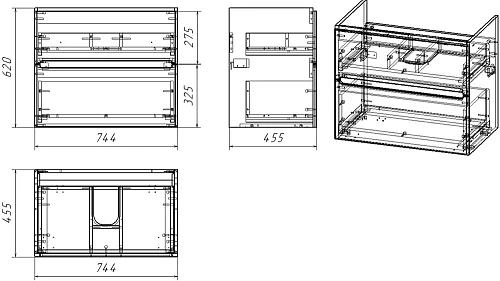 Тумба под раковину OWL 1975 Nyborg 80, 2 ящика, белая OW06.03.00 Тумба под раковину OWL 1975 Nyborg 80, 2 ящика, белая OW06.03.00