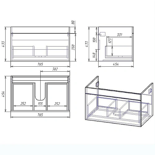 Тумба под раковину OWL 1975 Sjel 80, белый лак OW25.02.00 Тумба под раковину OWL 1975 Sjel 80, белый лак OW25.02.00