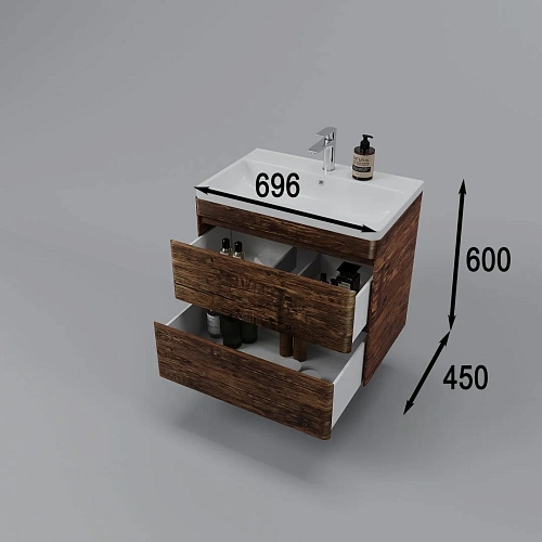 Тумба под раковину Style Line Атлантика 70, Люкс старое дерево, PLUS подвесная СС-00002340 Тумба под раковину Style Line Атлантика 70, Люкс старое дерево, PLUS подвесная СС-00002340