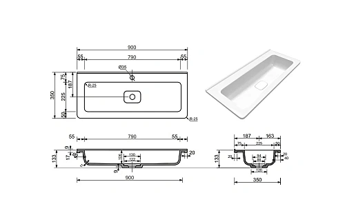 Тумба под раковину Style Line Бергамо мини 90 (2 ящ.) Люкс антискрейтч черный, PLUS подвесная СС-00002366 Тумба под раковину Style Line Бергамо мини 90 (2 ящ.) Люкс антискрейтч черный, PLUS подвесная СС-00002366