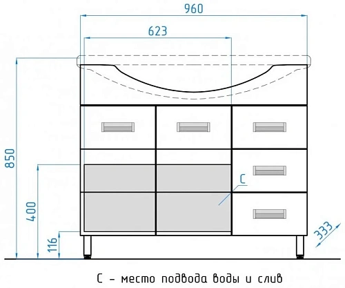 Тумба под раковину Style Line Ирис 100 (3 ящ.) ЛС-00000178 Тумба под раковину Style Line Ирис 100 (3 ящ.) ЛС-00000178