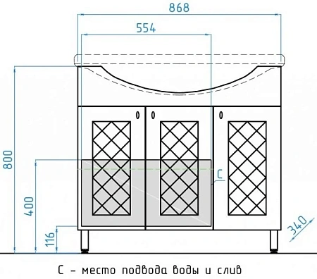 Тумба под раковину Style Line Канна 90 ЛС-00000168 Тумба под раковину Style Line Канна 90 ЛС-00000168