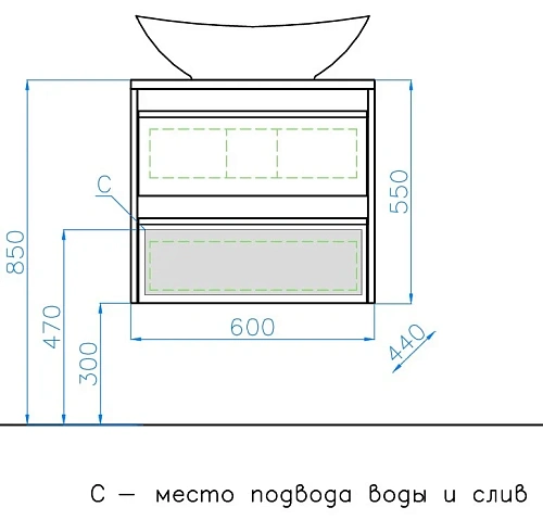 Тумба под раковину Style Line Монако 60 (2 ящ.), Гамма 56, Ориноко/бел лакобель, PLUS ЛС-00000622 Тумба под раковину Style Line Монако 60 (2 ящ.), Гамма 56, Ориноко/бел лакобель, PLUS ЛС-00000622