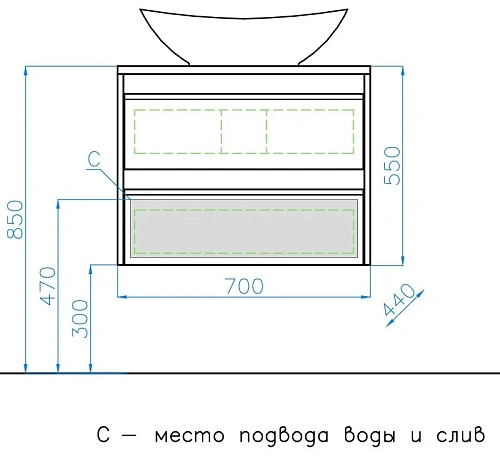 Тумба под раковину Style Line Монако 70 (2 ящ.), Гамма 56, Ориноко /бел лакобель, PLUS ЛС-00000633 Тумба под раковину Style Line Монако 70 (2 ящ.), Гамма 56, Ориноко /бел лакобель, PLUS ЛС-00000633
