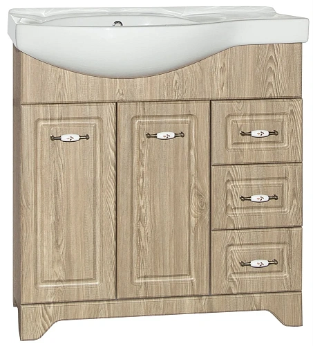 Тумба под раковину Style Line Олеандр-2 82 (3 ящ.) под раковину Коралл 82, ПРАВ Люкс Карпатская ель ЛС-000010026 Тумба под раковину Style Line Олеандр-2 82 (3 ящ.) под раковину Коралл 82, ПРАВ Люкс Карпатская ель ЛС-000010026