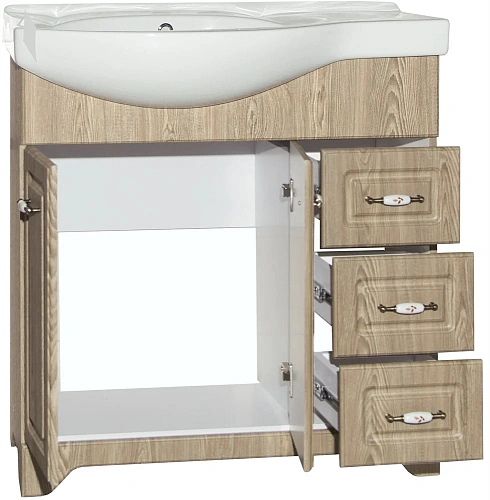 Тумба под раковину Style Line Олеандр-2 82 (3 ящ.) под раковину Коралл 82, ПРАВ Люкс Карпатская ель ЛС-000010026 Тумба под раковину Style Line Олеандр-2 82 (3 ящ.) под раковину Коралл 82, ПРАВ Люкс Карпатская ель ЛС-000010026