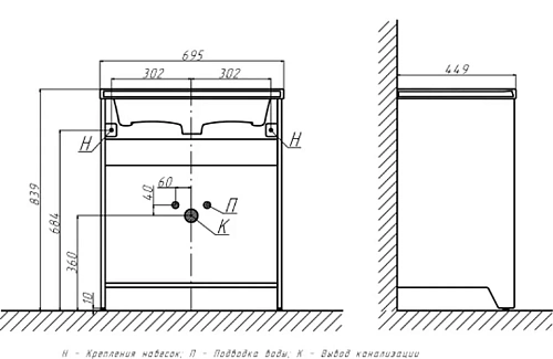 Тумба под раковину Velvex Klaufs 70 tnKLA.70.2Y-616.216 Тумба под раковину Velvex Klaufs 70 tnKLA.70.2Y-616.216