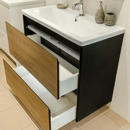 Тумба под раковину Velvex Klaufs 90.2Y (шатанэ/черный) tpKLA.90.2Y-617.217 Тумба под раковину Velvex Klaufs 90.2Y (шатанэ/черный) tpKLA.90.2Y-617.217