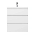 Тумба с раковиной AM.PM Gem S M91-FSX0752-WC0752WG напольная, 75 см, 3 ящика, белый глянец Тумба с раковиной AM.PM Gem S M91-FSX0752-WC0752WG напольная, 75 см, 3 ящика, белый глянец