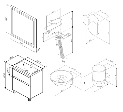 Тумба с раковиной AM.PM X-Joy BK85GL со смесителем и аксессуарами и зеркалом Тумба с раковиной AM.PM X-Joy BK85GL со смесителем и аксессуарами и зеркалом