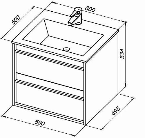 Тумба с раковиной Aquanet Lino 60 белый матовый 00271943 Тумба с раковиной Aquanet Lino 60 белый матовый 00271943