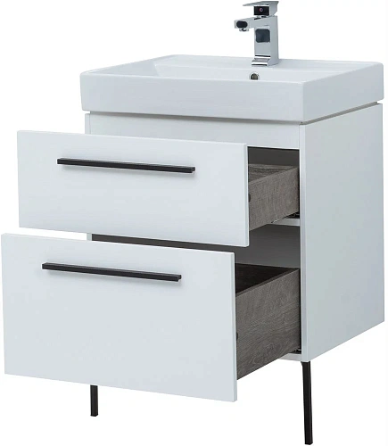 Тумба с раковиной Aquanet Nova 60 белый (2 ящика) 00242279 + 00242905 Тумба с раковиной Aquanet Nova 60 белый (2 ящика) 00242279 + 00242905