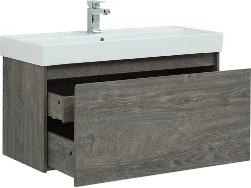 Тумба с раковиной Aquanet Nova Lite 100 дуб рошелье (1 ящик) 00242579 + 00242907 Тумба с раковиной Aquanet Nova Lite 100 дуб рошелье (1 ящик) 00242579 + 00242907